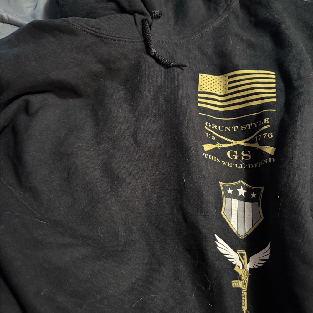 Grunt Style Black Hoodie with Gold Accents